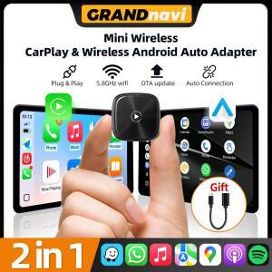 2in1 무선 CarPlay 동글 안드로이드 오토 어댑터 AI 스마트 박스 (유선 차량용) 자동차 지능 시스템