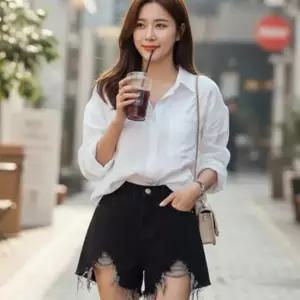 헤쉬턴 찢청 데님 핫팬츠 청반바지 SD-260432