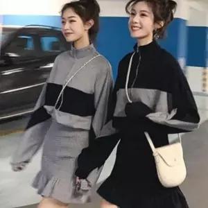 F02210 나그랑소매 앞지퍼 큐티원피스 미니원피스