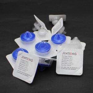 50개/박스 멸균 PES 주사기 필터 여과기 0.22um 0.45um 기공 크기 13 25mm 멤브레인 직경 개별 포장