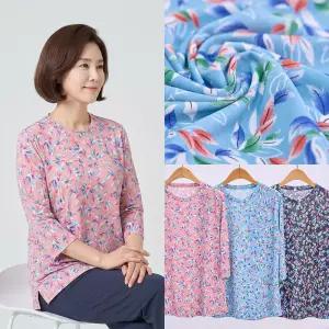 엄마옷 마미소 리브스 7부 티셔츠 국내생산 여름 나염 데일리 할머니 빅사이즈 40 70 마담 중년 여성 옷
