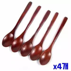 나무 티스푼 5P 4개 옻칠수저 옻수저 커피스픈 빈티지스푼 디저트