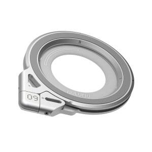 AULUMU G09 마그네틱 링 그립 | 전방위 회전 MAGSAFE 호환 알루미늄 합금 구조 안정적인 양면 부착 핸들 폰 스탠드 포함 - 실버 vA0