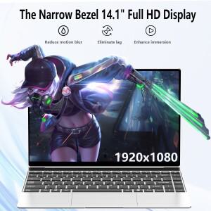 14.1인치 슬림 저가형 노트북 16GB 램 1TB/512GB/2048GB SSD 윈도우 11 쿼드 코어 학생용 넷북