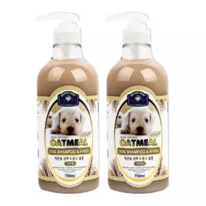 뉴벨버드 저자극 강아지샴푸 린스 피부냄새제거 독샤워 민감피부(오트밀), 750ml, 2개