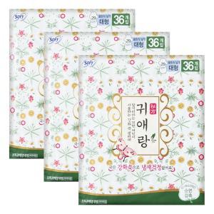 쏘피 생리대 귀애랑 울트라날개 대형 36개입 X 3개