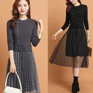 [바바라옷장][2021FW] 레이스 니트 원피스_6950/쫀쫀한니트/부드러운 니트/고퀄리티/롱원피스/오피스룩/...