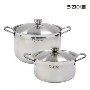 [키친아트] 퀸즈 인덕션가능 통3중 스텐레스 냄비세트 2종E(양수24+곰솥28)