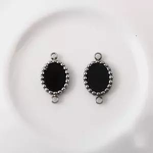 비즈아이 [8-151-14]써지컬스틸 펜던트 오닉스도트오벌양고리 소9x15mm ,1개