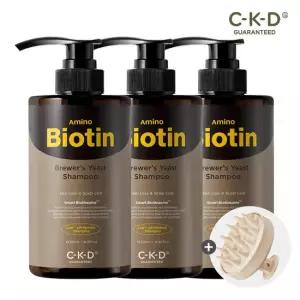 CKD 아미노비오틴 맥주효모샴푸 500ml 3개+두피브러쉬+샴푸 80ml 증정 / 탈모증상완화 (정가 120,000원)