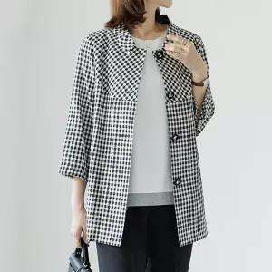 (∼99size)[THE BLACK] 차이나체크홑겹자켓 OUE3046