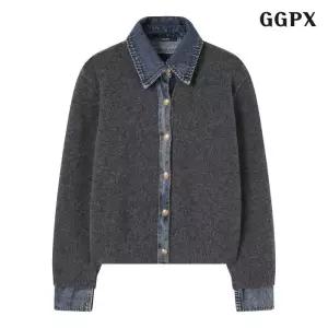 데님 배색 카라 버튼업 긴팔 가디건 (GPDCK003D)