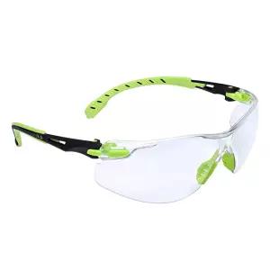 3M S1201SGAF 보안경 Solus 1000 시리즈 ANSI Z87 Scotchgard 김 서림 방지 투명 렌즈 그린 블랙 프레임 23