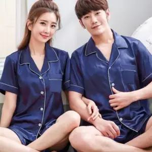 여성 반팔 잠옷 여름 파자마 실크 커플 반팔 잠옷 웨어 남성