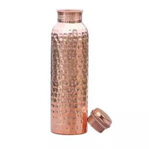 HOMEZY 구리 물병 (1000ml/34온스), 100% 순수 수제 해머드 아유르베다 용기