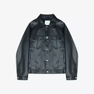 [롯데백화점]지이크 25S/S 트러커 레자 루즈핏 가죽 점퍼 블랙 (GXB9008)