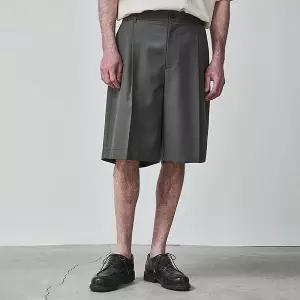 [유니폼브릿지][패플 단독] one tuck banding bermuda short pants grey