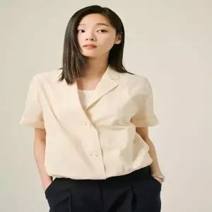[빈폴레이디스]코튼 혼방 반소매 쇼트 재킷  아이보리 (BF5411C060) .
