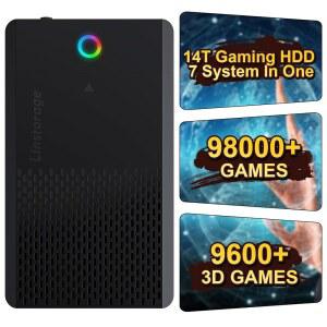 98000개 이상의 게임이 탑재된 새로운 14TB 레트로 게이밍 하드 드라이브 7개의 게임 시스템을 위한 플러그 플레이 9800개 3D 1000개 하이엔드 PC WINDOWS 10 11용 USB 휴대용 외장