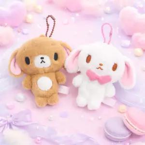 산리오 슈가바니즈 인형 키링 쿠로우사 시로우사 마스코트 캐릭터 굿즈 커플 가방고리 10cm