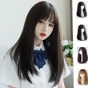 통가발 데일리 스트레이트 고열사 여성 긴 머리 가발 패션 전체 코스프레