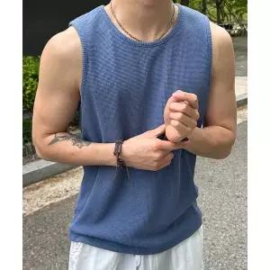 로빈 머슬핏 와플 세미 크롭 나시 (6color)