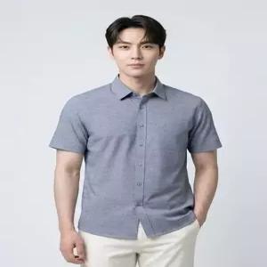 [오스틴리드]블루 올오버 프린트 반팔셔츠-A2MA2310019B