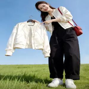 여성 블루종 자켓 항공점퍼 M 가을 봄 집업 화이트 점퍼