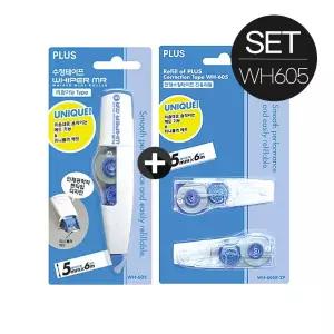 (PLUS) 혼합세트 WH-605 수정테이프 + 수정테이프리필 1set