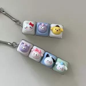 3구 4구 LED 캐릭터 고양이 KT 야광 불빛 키캡 키링 컬러 키보드 자판 딸깍이 클리커