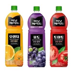 한번에먹자 1.5L 과즙음료 혼합 3종 / 미닛메이드 오렌지 2개 + 포도 2개 + 토마토 2개 / 총 6개