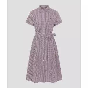 매장정품 빈폴 BEANPOLE LADIES 시어서커 깅엄체크 반소매 셔츠 원피스 - 와인 (BF6471C71Z) BF6471C71Z 72