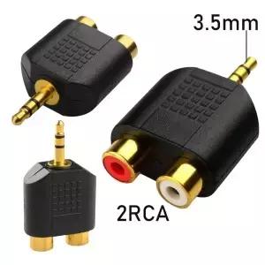 3.5mm to 2RCA 어댑터 금도금 스테레오 남성 여성 오디오 스플리터 케이블 TV 스피커 홈 시어터 사운드