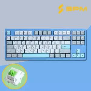 SPM PL87W 텐키리스 무선 기계식 키보드 코랄로블루 몽돌 화이트축