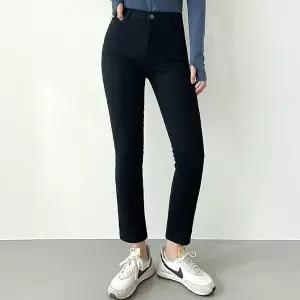 [하프클럽/]여성 밴딩 블랙 일자 기모 데일리 팬츠
