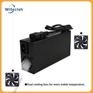 54.6V 5A 고속 충전기 알루미늄 금속 케이스 13S 48V 10Ah 리튬 배터리 GX16 M16 3핀 XLR 남성 5.5x2.1mm