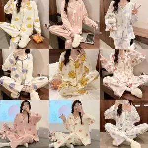 [하프클럽/]잠옷 공장 커플잠옷 파자마 밀크 가을 셋트 긴팔 카라 홈웨어 세