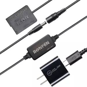 RONFEN DMW-DCC8 DC 커플러 DMW-BLC12 더미 배터리 USB-C 케이블 PD AC 전원 어댑터 키트 카메라 파나소닉