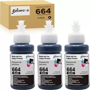 3팩 70ml 호환 잉크 병 교체용 Epson 774 664 T774 T664 ET-16500 3블랙 과 함께 작동
