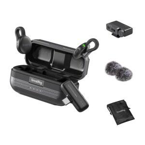 SmallRig S70 무선 마이크(2 TX + 2 RX 충전 케이스), 휴대폰/카메라 콘텐츠 제작용 미니 라발리에 마이크, 브이로그/틱톡/인터뷰용 노이즈 캔슬링 등 (블랙)
