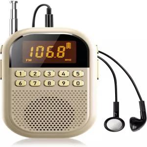포켓 AM FM 라디오 1100mAh 충전식 블루투스 대형 스피커가 있는 미니 수신기 스테레오 이어폰 슬립