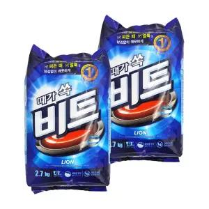 라이온코리아 비트 일반용 리필 가루세제 2.7kg x 2개