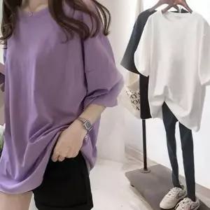 [하프클럽/]드롭 여성 오버핏 반팔 티 박시 루즈핏 티셔츠 무지 빅사이즈