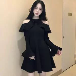 미에스틸로 원피스 치마 여친 블랙 미니 가을 소매 첫사랑 시크 오프숄더 기장 헵번 하객 ADOR3
