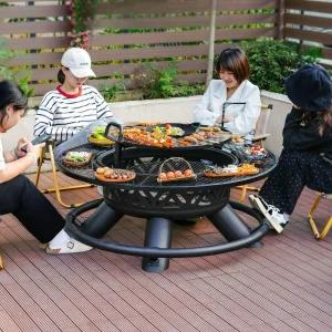 야외 다용도 바비큐 그릴 테이블 화로 세트 가정용 티포트 포함