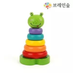 혜명몰 (우드피아) 개굴개굴 링 쌓기 두돌아기장난감 24개월장난감 2살장난감 원목장난감 2살아기장난감