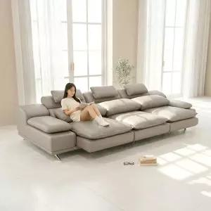 [헤닝]디에르 구스 무빙 모션소파 리클라이너 4인용 가죽 소파 이지클린