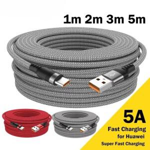 5미터 6A USB 타입 C 연장 케이블 고속 충전 휴대폰 데이터 전송 퀵차지 와이어