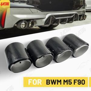 4개 세트 배기 팁 89mm 출구 카본 파이버 업그레이드 자동차 개조 머플러 액세서리 부품 파이프 BMW M5F90