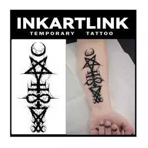 INKARTLINK 임시 문신 2장짜리 대형 반 영구 성인 미술 디자인 파티 취향 방수 사실적 접착제 없음 반사